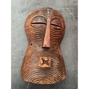 Vtg Kifwebe Style Hand Carved Wood African Tribal Mask Congo Ethnographic
